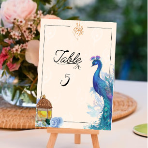 Numeração De Mesa Carto de mesa muçulmano estilo pavão ilustrado