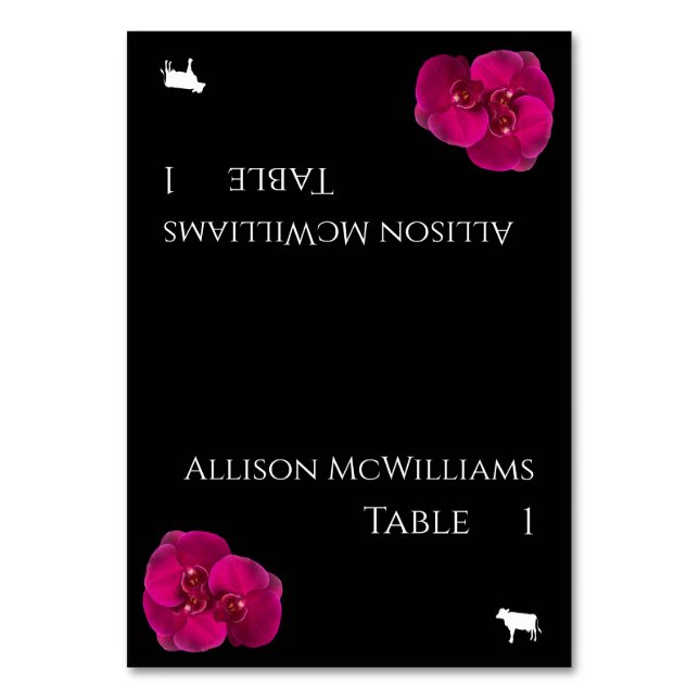 Numeração De Mesa Cartões-Cartões-Carne Ícone-Fúcsia Negra Branca- (Frente)