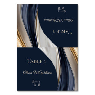 Numeração De Mesa Cartões-Cartões-Carnes-Ícone-Azul-Branco Dourado-