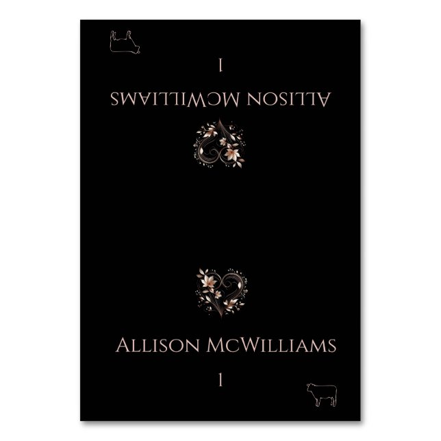 Numeração De Mesa Cartões-Cartões-Carnes-Rosa Douradas-Ícone-Carnes (Frente)