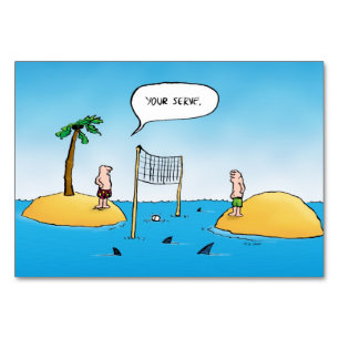 Numeração De Mesa Cartoon Engraçado de Voleibol de Tubarão