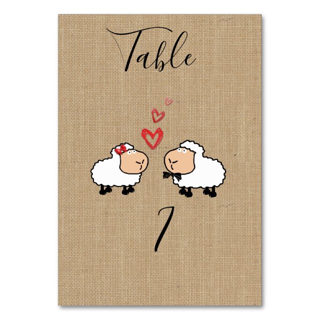 Numeração De Mesa Cartoons engraçados e adoráveis carneiros no colo  (Frente)