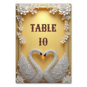 Numeração De Mesa Casal de Cisnes de Cristal Dourado Quente Tema