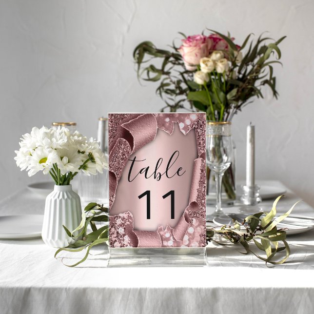 Numeração De Mesa Casamento 3D com Rosa Glam Glitter (Criador carregado)