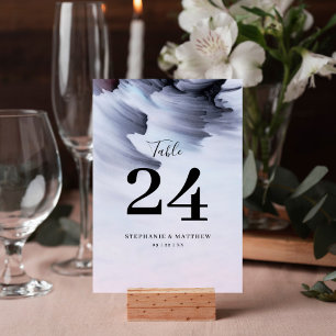 Numeração De Mesa Casamento Abstrato com Lavagem de Aquarela Preta e