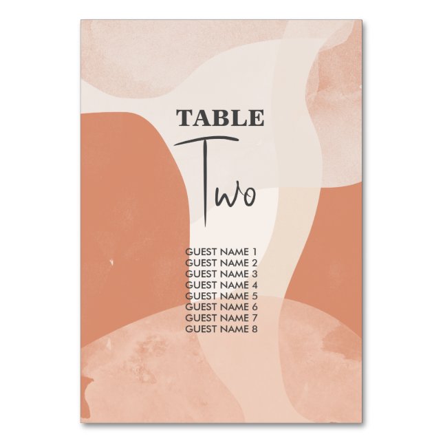 Numeração De Mesa Casamento Abstrato da Boêmia Moderna Terracotta (Frente)