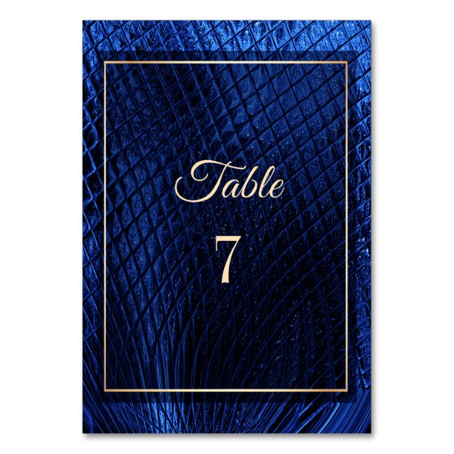 Numeração De Mesa Casamento Abstrato de Decorativo Azul (Frente)
