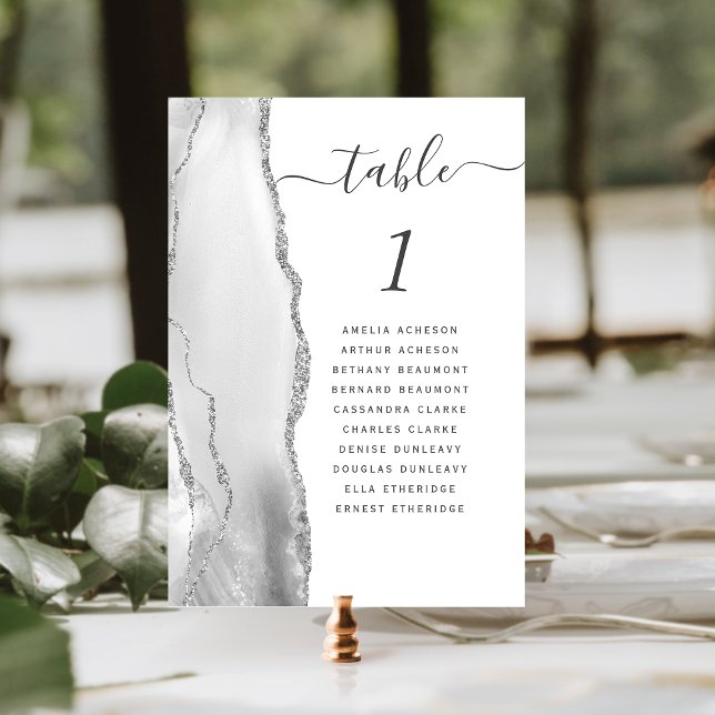 Numeração De Mesa Casamento Ágata Prata Cinza Branco (Criador carregado)