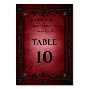 Numeração De Mesa Casamento Alternativo de Halloween Gótico Vermelho