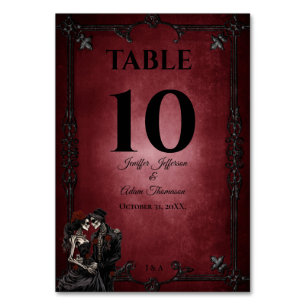 Numeração De Mesa Casamento Alternativo de Halloween Gótico Vermelho