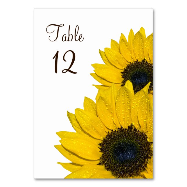 Numeração De Mesa Casamento Amarelo da Flor Sunflower (Frente)
