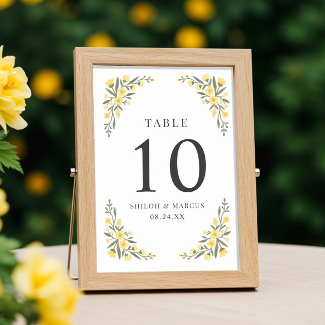 Numeração De Mesa Casamento Amarelo de Flores Selvagens (Criador carregado)