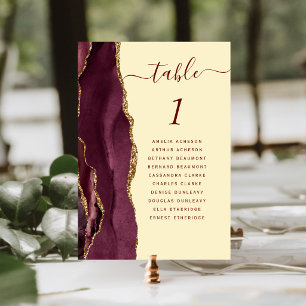 Numeração De Mesa Casamento Amarelo Manteiga Ágata Dourada Borgonha