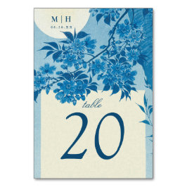 Numeração De Mesa Casamento Anterior de Flor Azul Japonês