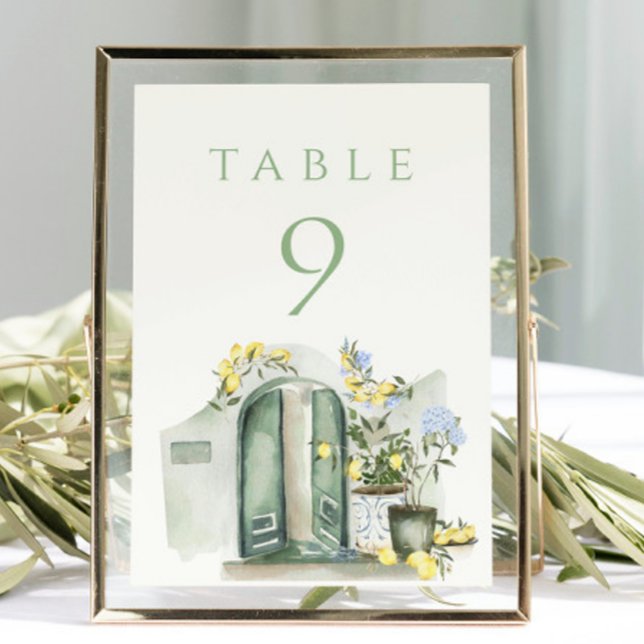 Numeração De Mesa Casamento Aquarela Mediterrâneo Limões Sage (Criador carregado)