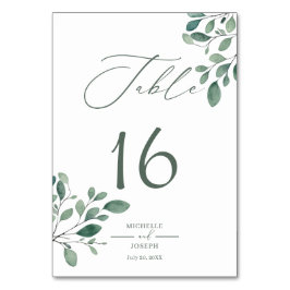 Numeração De Mesa Casamento Aquarela Verde Sálvia Eucalipto