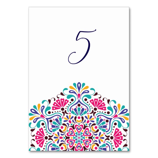 Numeração De Mesa Casamento Arco-Íris do Estilo Fiesta Mexicano Vibr (Verso)