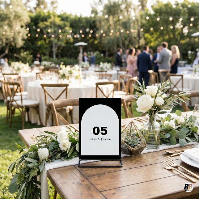 Numeração De Mesa Casamento Arco Moderno Preto e Branco (Criador carregado)