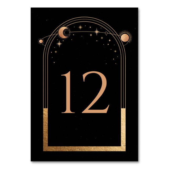 Numeração De Mesa Casamento Astronômico da Lua Negra Celestial Doura (Frente)