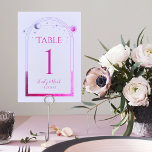 Numeração De Mesa Casamento Astronômico da Lua Solar Rosa-Rosa-Lavan<br><div class="desc">Números de Mesa de Casamento da Astronomia Solar Rosa-Rosa, Lavanda Mística, apresenta um sol roxo e rosa, lua e estrelas sobre um fundo de lavanda pastel. Dentro é a sua informação de convite de casamento. Personalize editando o texto nas caixas de texto. NOTA: personalize com os números de tabela um...</div>