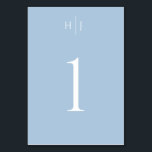 Numeração De Mesa Casamento Azul com Dusty do Monograma Moderno<br><div class="desc">Este simples,  mas elegante cartão de mesa apresenta um moderno design de monograma que vai combinar com qualquer tema de casamento. Adicione seu texto personalizado usando o formulário modelo. Use os menus avançados de edição,  selecionando a ferramenta design,  para alterar as cores,  a fonte e o layout.</div>