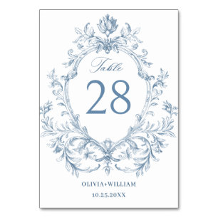 Numeração De Mesa Casamento Azul com Grace Floral Dusty, Ornamentado