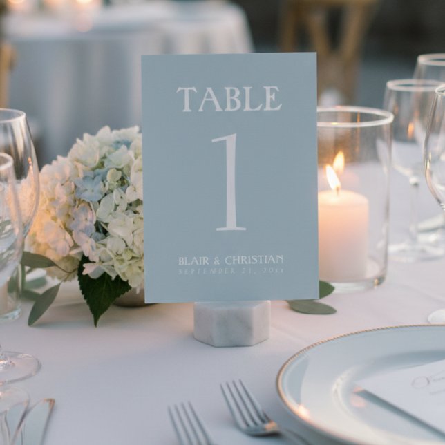 Numeração De Mesa Casamento Azul Costeiro Moderno e Elegante (Elegant Coastal Blue Modern Wedding Table Number
)
