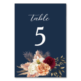 Numeração De Mesa Casamento Azul de Marinho Borgonha