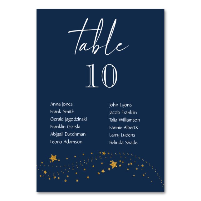 Numeração De Mesa Casamento Azul de Marinho da Noite Estrelada Moder (Frente)