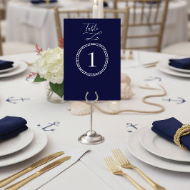 Numeração De Mesa Casamento Azul de Marinho de Corda Náutica Moderna
