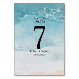Numeração De Mesa Casamento Azul de Verão na Praia