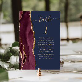 Numeração De Mesa Casamento Azul do Marinho Agate Dourado Burgundy