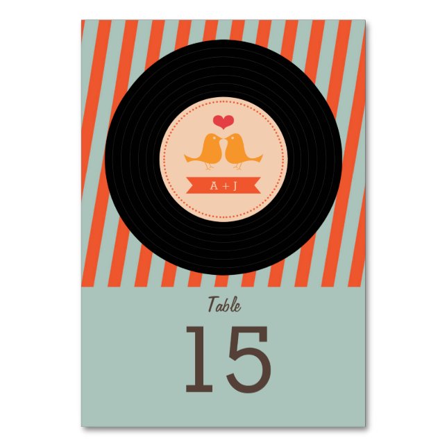 Numeração De Mesa Casamento Azul do Registro de Vinil Retroativo Mod (Frente)