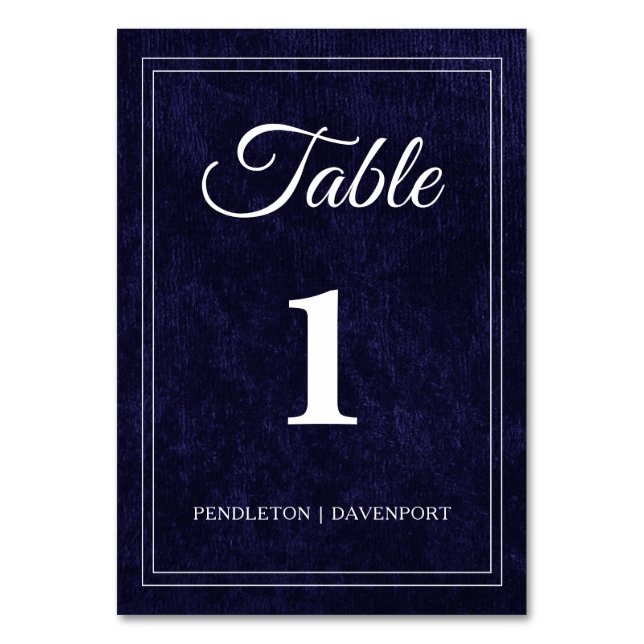 Numeração De Mesa Casamento Azul Marinho Clássico e Elegante (Frente)
