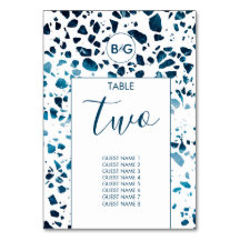 Casamento Azul Mosaico Moderno Abstrato Terrazzo