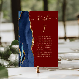 Numeração De Mesa Casamento Azul Naval Ágata Dourado Burgundy