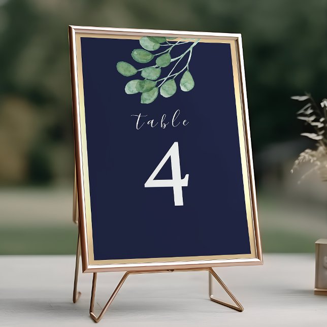 Numeração De Mesa Casamento Azul Naval Botânico (Criador carregado)