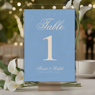 Numeração De Mesa Casamento Azul Pálido Do Dinheiro Moderno Simples