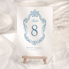 Numeração De Mesa Casamento Azul Rococo Vintage