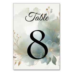 Numeração De Mesa Casamento Azul-Romance com Ouro Suave