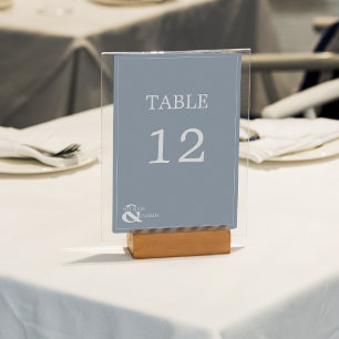 Numeração De Mesa Casamento Azul Unificado Moderno com Nomes e