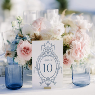 Numeração De Mesa Casamento Barroco Ornamentado Azul Francês 