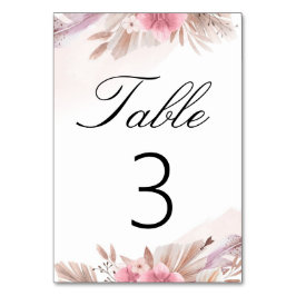 Numeração De Mesa Casamento Boho Chic com Rosa Pampas e Champanhe