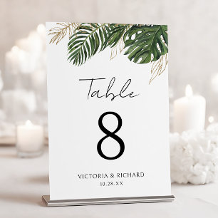 Numeração De Mesa Casamento Boho de Verão Botânico com Vegetação Tro