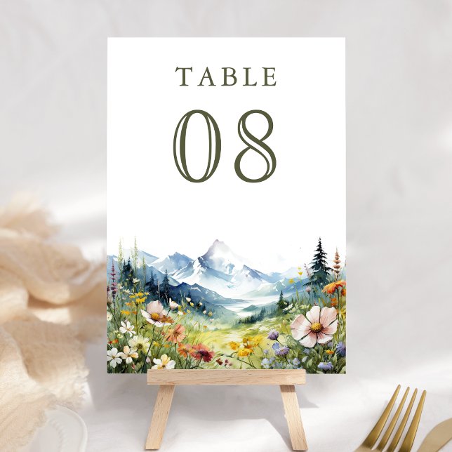 Numeração De Mesa Casamento Boho em Prado de Montanha com Flores Sil (Criador carregado)