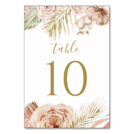 Numeração De Mesa Casamento Boho Floral, Palmeira e Pampas