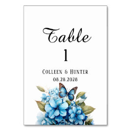 Numeração De Mesa Casamento Borboleta Floral Hortênsia Azul Chic