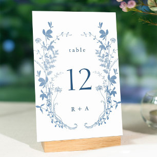 Numeração De Mesa Casamento Botânico Azul Francês Elegante