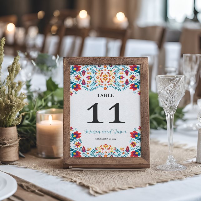 Numeração De Mesa Casamento Botânico Colorido Fiesta (Mexican Fiesta Colorful Botanical Floral Wedding Table Number)