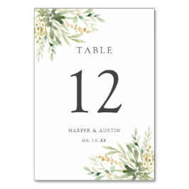 Numeração De Mesa Casamento Botânico de Folhagem Verde